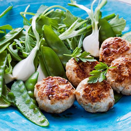 Mini Chicken Patties with Spring Green Salad