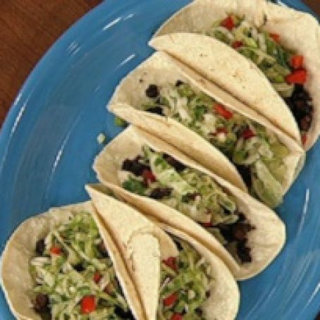 BLACK BEAN TACOS WITH TANGY CABBAGE