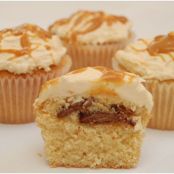 vanilla caramel cupcakes with salted caramel frosting