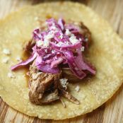 Barbecue Chicken Tacos with Cabbage and Queso