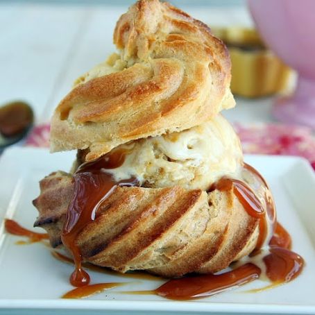 Pumpkin Ale Profiteroles with Cinnamon Caramel Sauce