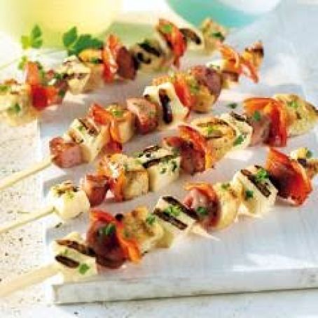Grilled Halloom and Kielbassa summer skewer