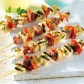 Grilled Halloom and Kielbassa summer skewer