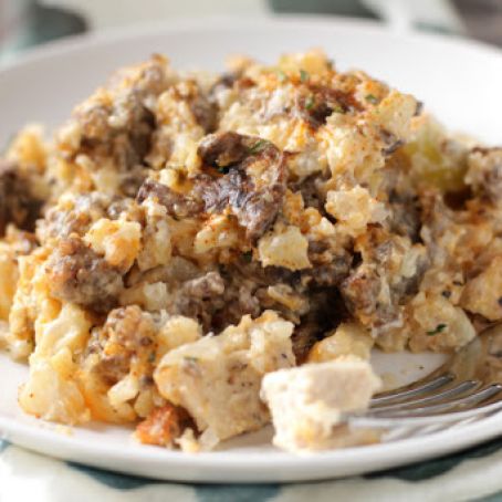 Low Carb Sausage, Mushroom and Chicken Casserole