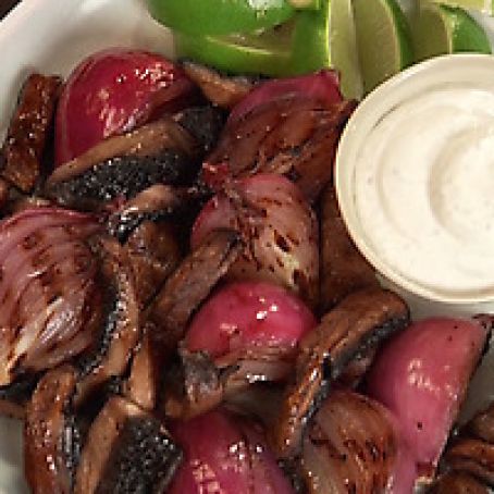 Grilled Onions and Mushrooms with Limed Sour Cream
