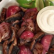 Grilled Onions and Mushrooms with Limed Sour Cream