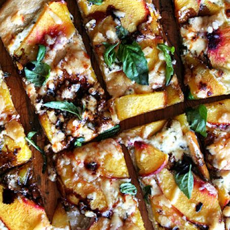 Nectarine Pizza with Fresh Basil and Reduced Balsamic