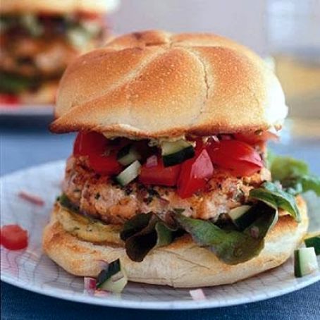 Salmon Burgers with Dill Mustard