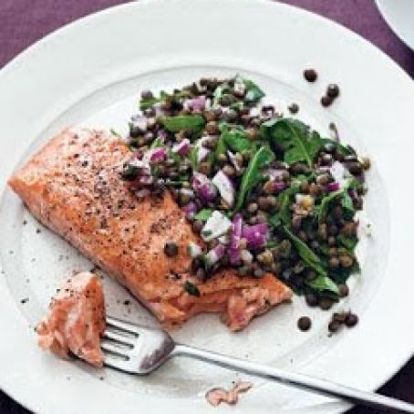 Salmon With Warm Lentil Salad