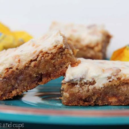 Butterfinger Blondies with Butterfinger Buttercream