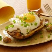 Stuffed Potato Skin Skillet Hash with Fried Eggs