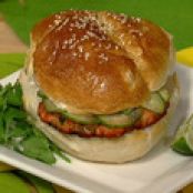 Allison Fishman's Salmon Burgers With Pickled Cucumbers