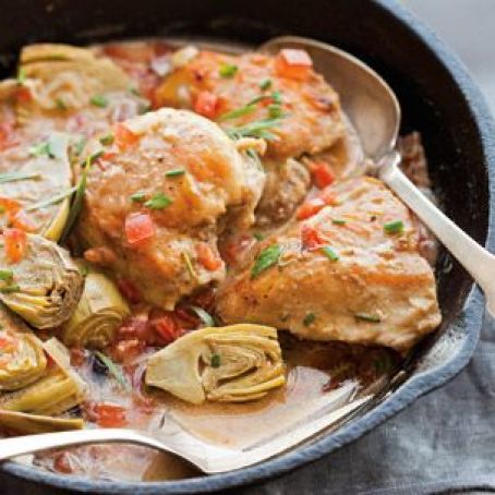 Braised Chicken and Artichokes