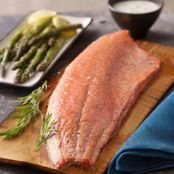 Plank-Grilled Salmon with Creamy Tarragon Sauce