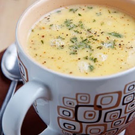 Roasted Cauliflower and Aged White Cheddar Soup