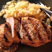 CIDER BRINDER PORK CHOPS WITH APPLE SAUERKRAUT