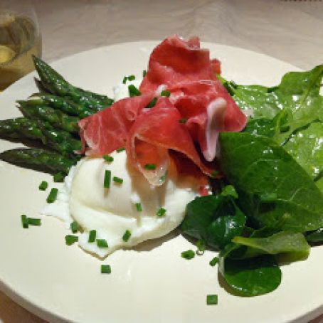 Asparagus, Ham and Poached Egg Salad