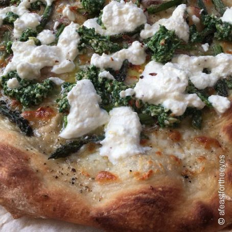 Asparagus & Arugula Pesto Pizza with Pink Lemon Ricotta