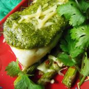 Spicy Pepita Cilantro Pesto Fish with Asparagus