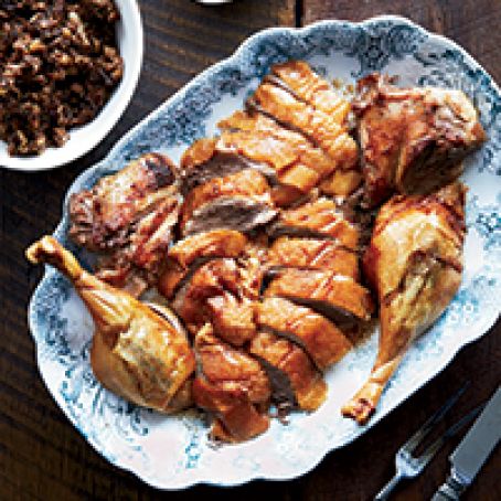 Roast Goose with Pork, Prune and Chestnut Stuffing