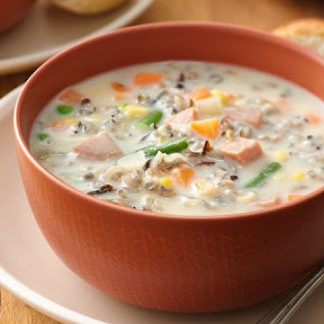 Slow-Cooker Ham and Wild Rice Soup