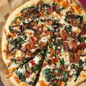 Caramlized Onion, Bacon and Spinach Pizza
