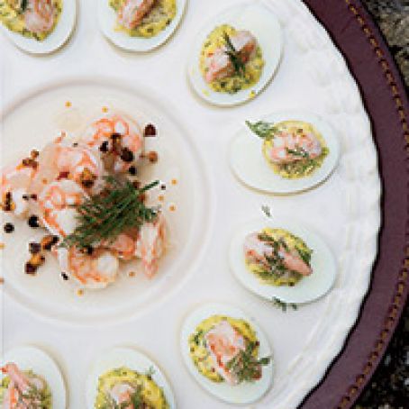 Deviled Eggs with Pickled Shrimp