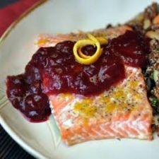 Roasted Salmon with Cranberry Mustard Sauce