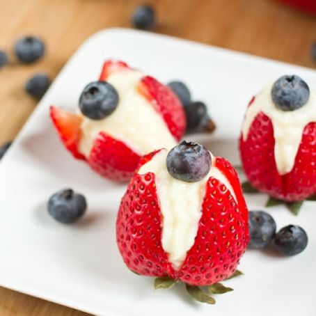 Strawberries: Red, White and Blue Stuffed Strawberries