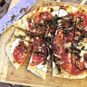 Grilled Pizza With Grilled Shiitake, Sopressata, and Parmesan