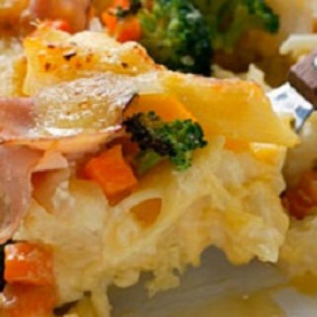 Creamy Pasta Primavera with Ham