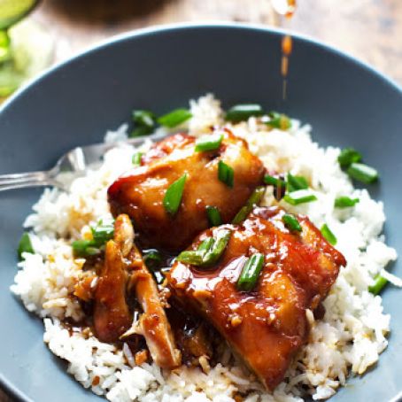 Sticky Bourbon Chicken with Rice