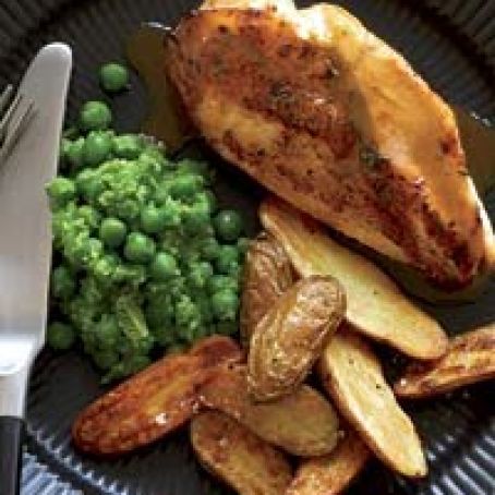 Chicken Breasts with Potatoes and Mashed Peas