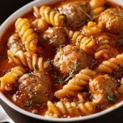 Meatball Soup- with rotini pasta