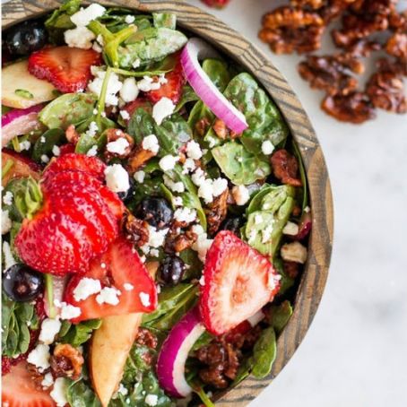 Mixed Berry Salad With Strawberry Balsamic Vinaigrette Dressing