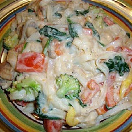 Fettucini in Cream Sauce with Summer Vegetables
