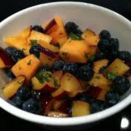 Cantaloupe, Pluams, Cherries with Mint and Vanilla