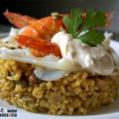 ARROZ CON CARPACCIO DE CALAMAR Y ALL I OLI