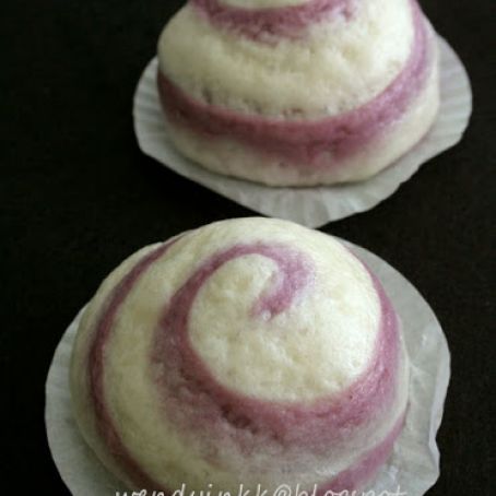 BREAD - Purple Spiral Buns with Red Bean Filling