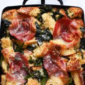 Parmesan Bread Pudding with Broccoli Rabe and Pancetta