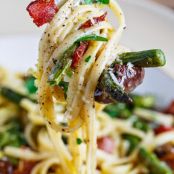 Roasted Asparagus and Mushroom Carbonara