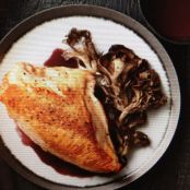 Roast Chicken with mushrooms and Red Wine Sauce