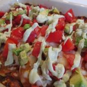 Enchilada Lasagna with Avocado Cream Sauce