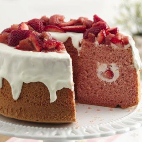 Strawberry Rhubarb Chiffon Cake