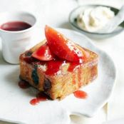 Raisin Pain au Lait with honey quince and creme fraiche