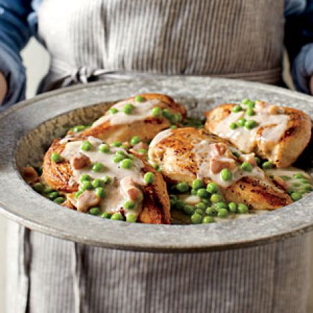 Chicken Breast with Pancetta, Cream and Peas