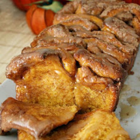 Pull-Apart Cinnamon Sugar Pumpkin Bread with Buttered Rum Glaze