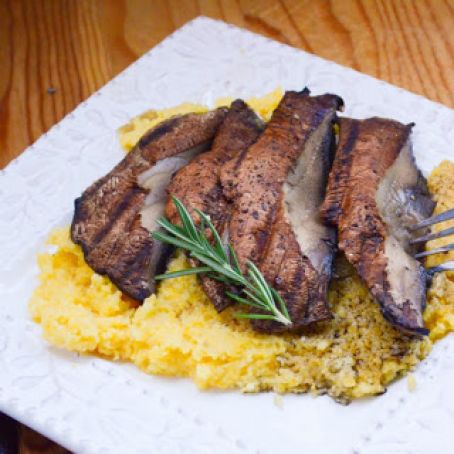 Portobello Mushroom Steaks With Cheesy Rosemary Polenta