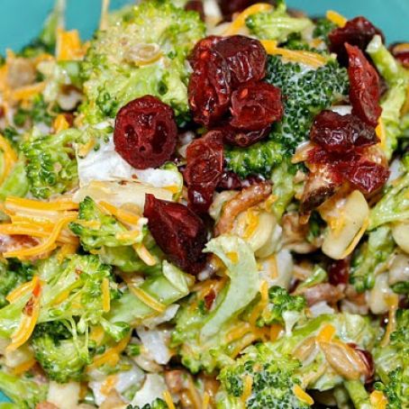 Broccoli, Dried Cranberry, and Smokey Bacon Salad
