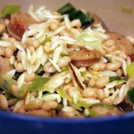 Orzo with Garlicky White Beans and Chicken Sausage